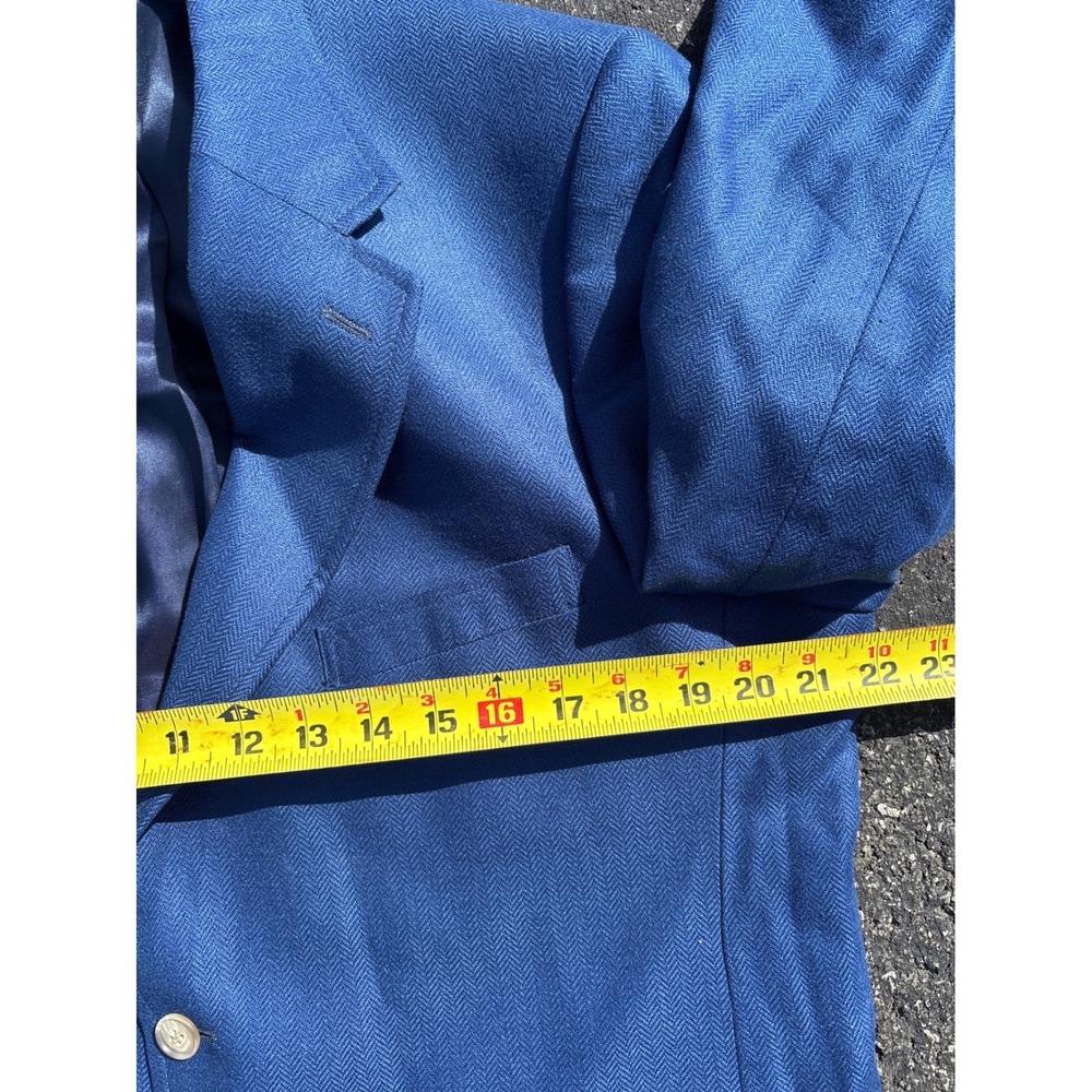 Rush Wilson Limited Blue Silk Herringbone Blazer Mens 43R Sport Coat - Picture 13 of 14